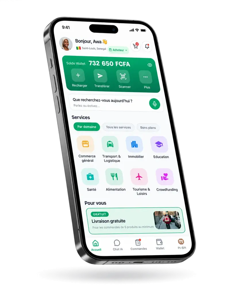 L'application i360 : accueil avec le wallet et les services